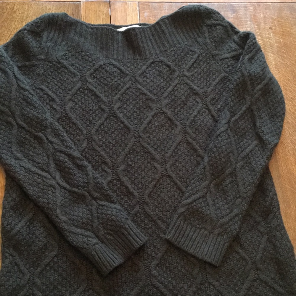 LOFT green cable knit sweater